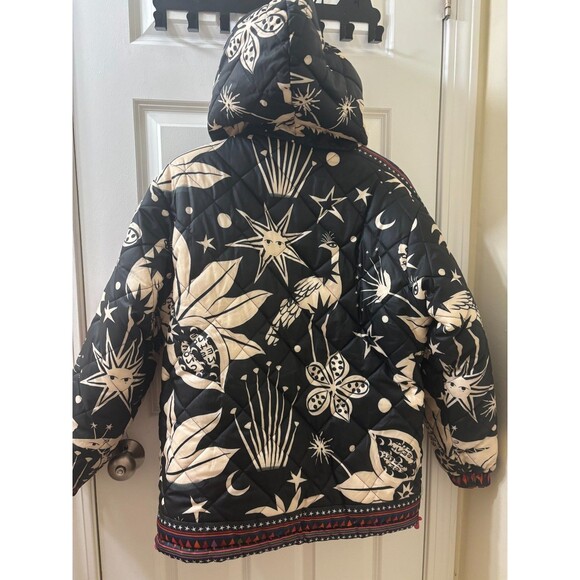 FARM Rio Cerrado Sky Reversible Puffer Jacket Black & White Rainbow Size S - Picture 12 of 16